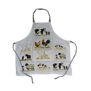 Vintage Farm Animal Print Cotton Kitchen Apron Farmhouse Cow Chicken Pig Sheep